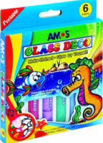 Farby witrażowe Glass Deco 6 kolorów blister AMOS