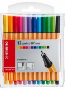 Cienkopis Point 88 Mini 12 kolorów etui STABILO