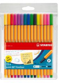 Cienkopis Point 10+5 kolorów neon w etui STABILO