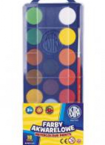 Farby akwarelowe fi 23.5mm 18 kolorów ASTRA