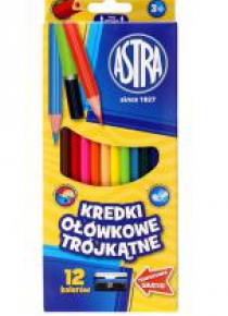 Kredki ołówkowe trójkątne 12 kolorów ASTRA