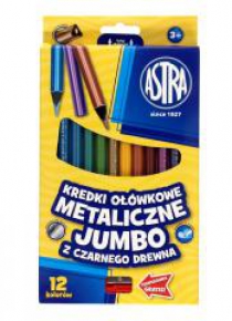 Kredki ołówkowe metaliczne czar.Jumbo 12kol. ASTRA