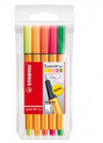 Cienkopis Point 88 Mini neon 5 kol. etui STABILO