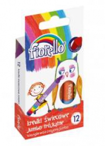 Kredki świecowe trójkątne 12 kolorów FIORELLO