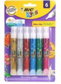 Klej brokatowy Glitter mix kolorów 6 kolorów BIC