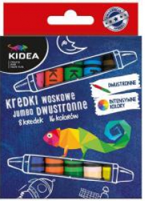 Kredki woskowe dwustronne jumbo 8 sztuk KIDEA