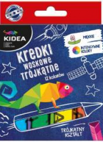 Kredki woskowe trójkątne 12 kolorów KIDEA