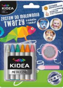 Kredki do twarzy 6 kolorów + brokat KIDEA