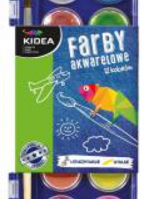 Farby akwarelowe 12 kolorów KIDEA