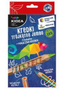 Kredki trójkątne grube eko 12 kolorów KIDEA