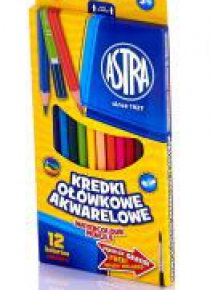Kredki ołówkowe akwarelowe 12 kolorów ASTRA