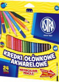 Kredki ołówkowe akwarelowe 24 kolory ASTRA