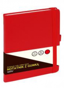 Notatnik A5/80K kratka z gumką czerwony GRAND
