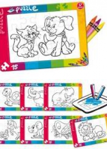 Puzzle 15 Jigsaw Kot i pies