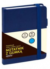 Notatnik A6/80K kratka z gumką granatowy GRAND