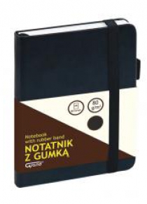 Notatnik A6/80K kratka z gumką czarny GRAND