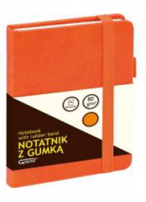 Notatnik A6/80K kratka z gumką pomarańczowy GRAND