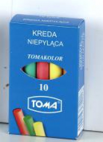 Kreda szkolna niepyląca kolorowa 10 szt TOMA