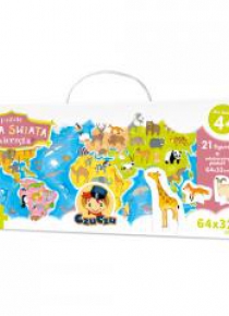 Puzzle Mapa świata Zwierzęta figurki
