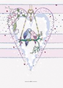 Karnet Swarovski kwadrat CL0224 Ptaszki w sercu