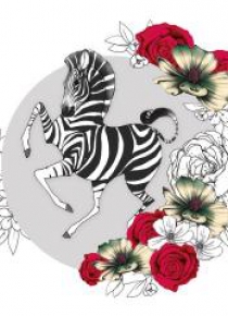 Karnet Swarovski kwadrat CL1425 Zebra kwiaty
