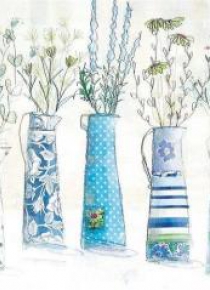 Karnet kwadrat z kopertą Five Vases in Blues