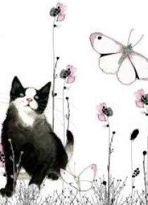Karnet Swarovski kwadrat CL1202 Kot i motyl