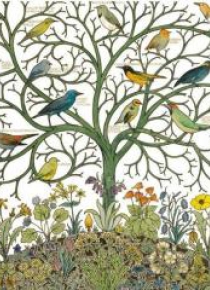 Karnet 17x14 z kopertą Birds of Many Climes textil