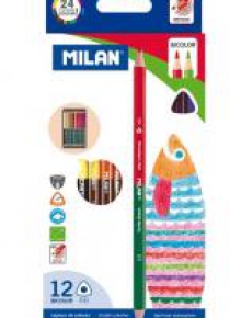 Kredki trókątne Bicolor 24 kolory MILAN