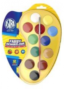 Farby akwarelowe paletka fi 30mm 12 kolorów ASTRA