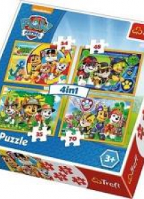 Puzzle 4w1 Zawsze na czas. Psi patrol TREFL