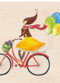 Karnet drewniany C6 + koperta Rower z balonami
