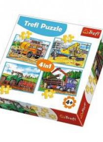 Puzzle 4w1 Duże maszyny budowlane TREFL