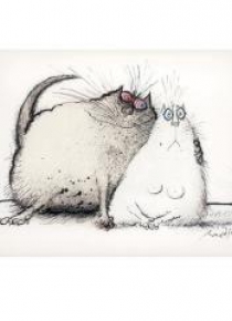 Karnet kwadrat z kopertą Cuddling cats searle