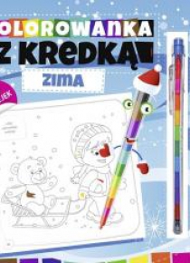 Kolorowanka z kredką. Zima