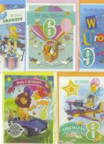 Karnet B6 brokat Urodziny 6-10 lat (10 szt) MIX