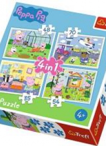 Puzzle 4w1 Wspomnienia z wakacji Peppa TREFL