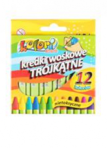 Kredki woskowe trójkątne 12 kolorów PENMATE