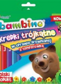 Kredki trójkątne drewniane 12 kolorów BAMBINO