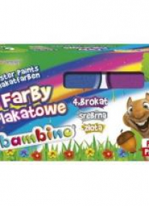 Farby plakatowe 6 kolorów brokatowych 20ml BAMBINO