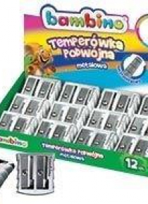 Temperówka podwójna metalowa (12szt) BAMBINO
