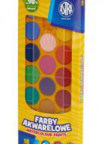 Farby akwarelowe fi 23.5mm 18 kolorów ASTRA