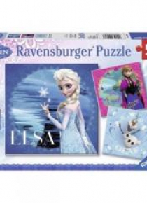 Puzzle 3x49 Frozen Elsa Anna i Olaf