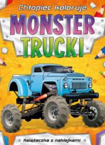 Chłopiec koloruje. Monster trucki