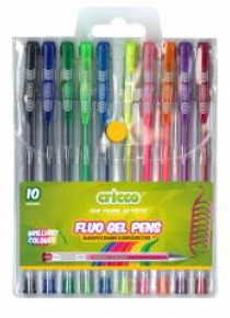 Długopisy żelowe fluorescencyjne 10 kolorów CRICCO