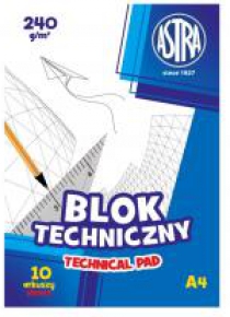 Blok techniczny A4/10K 240g (10szt) ASTRA