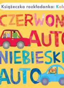 Książka rozkładanka.Czerwone auto, niebieskie auta