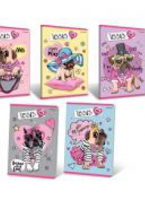 Zeszyt A5/16K linia podw.kol. Pug Life (20szt)