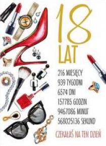 Karnet Party naklejany B6+koperta Urodziny 18 wz10