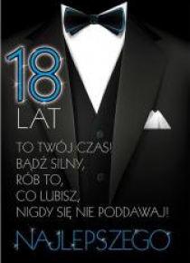 Karnet Party naklejany B6+koperta Urodziny 18 wz11